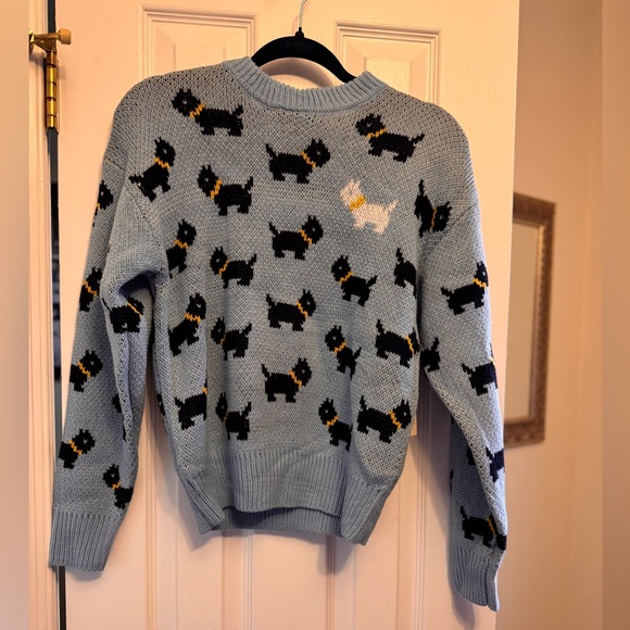 NWT Stranger Things Season 5 Erica Scottie Dog Sweater XS Blue No Boundaries - Picture 3 of 11